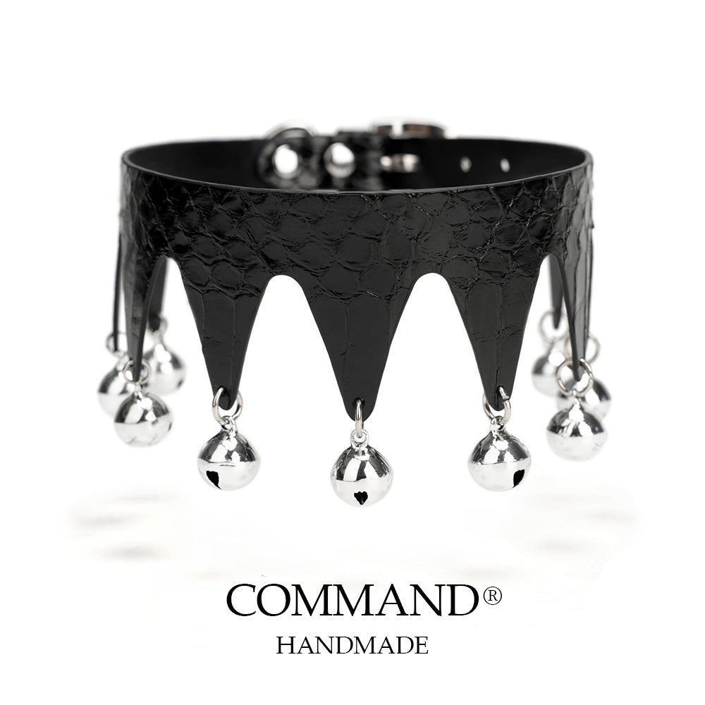 Jester’s Shatter Triangle Choker with Bell — Snakeskin