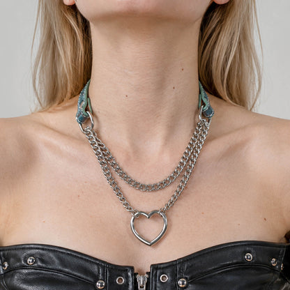 Nike Half Chain Choker with Heart Ring