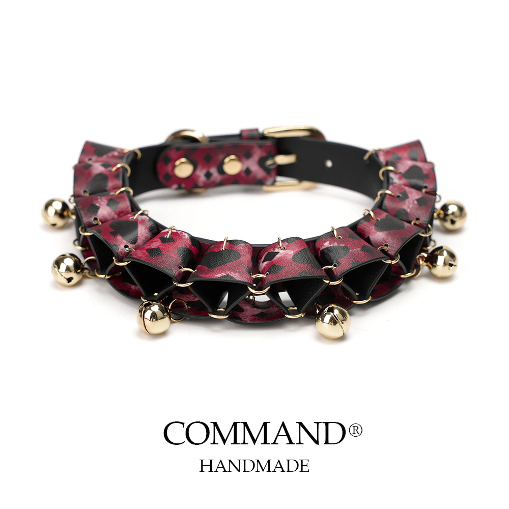 Jesterlet Mini Ruffle Choker with Bell — Colorful Cowhide