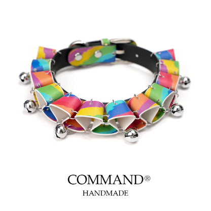 Jesterlet Mini Ruffle Choker with Bell — Colorful Cowhide