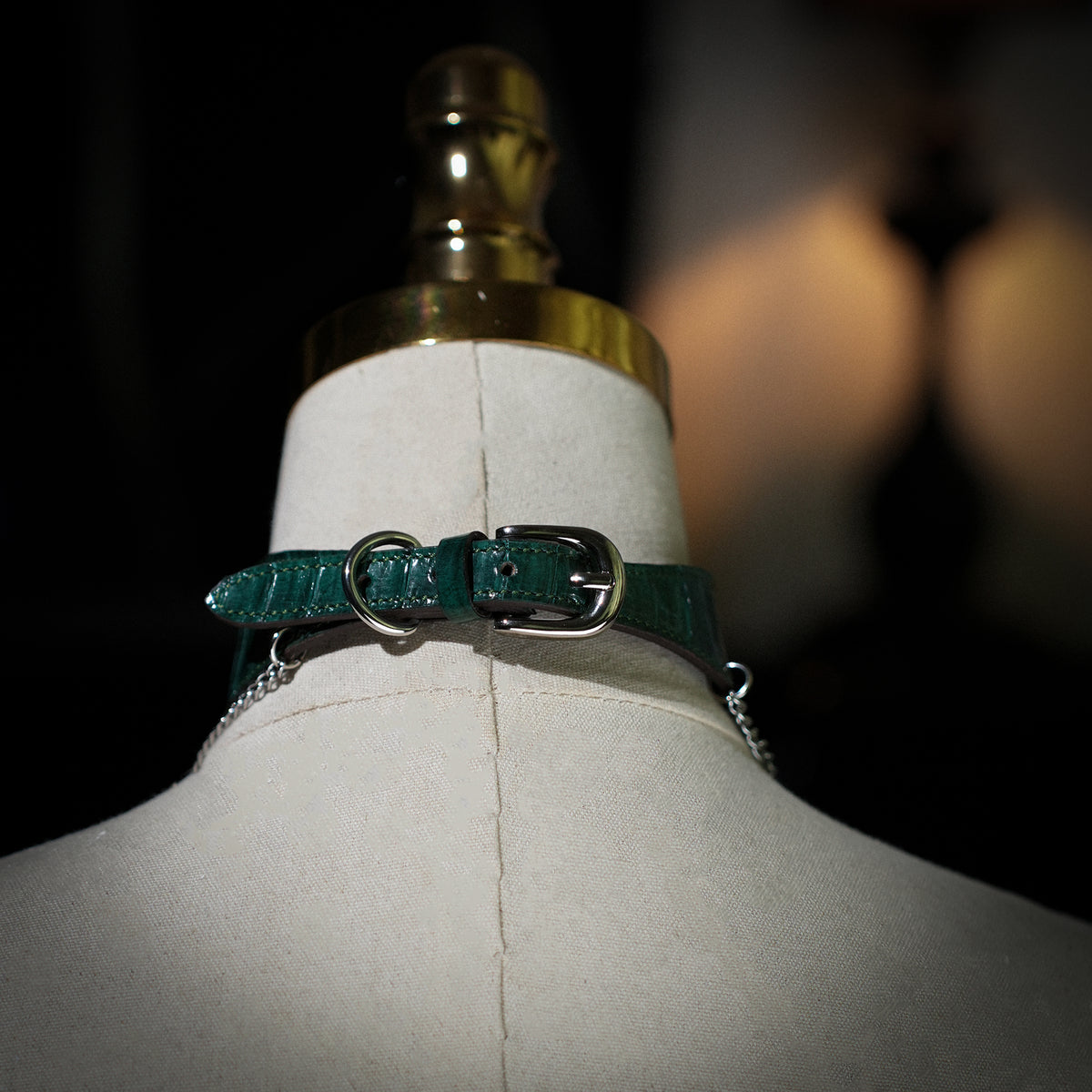 Hebe Green Bell Choker with Double Chain