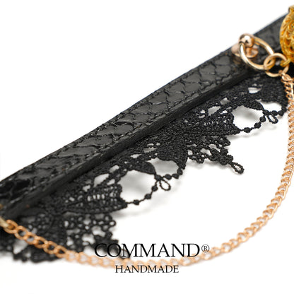Clotho Black Lace Choker with Double Chain — Snakeskin