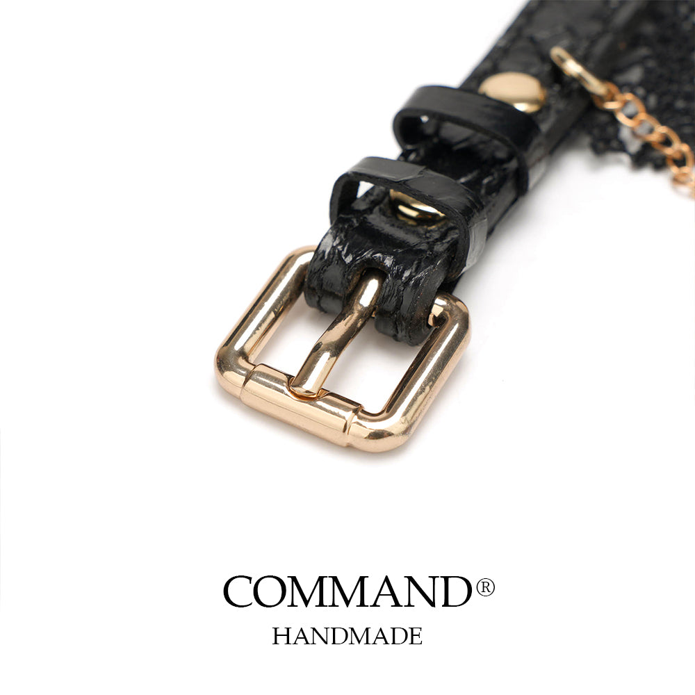 Clotho Black Lace Choker with Double Chain — Snakeskin