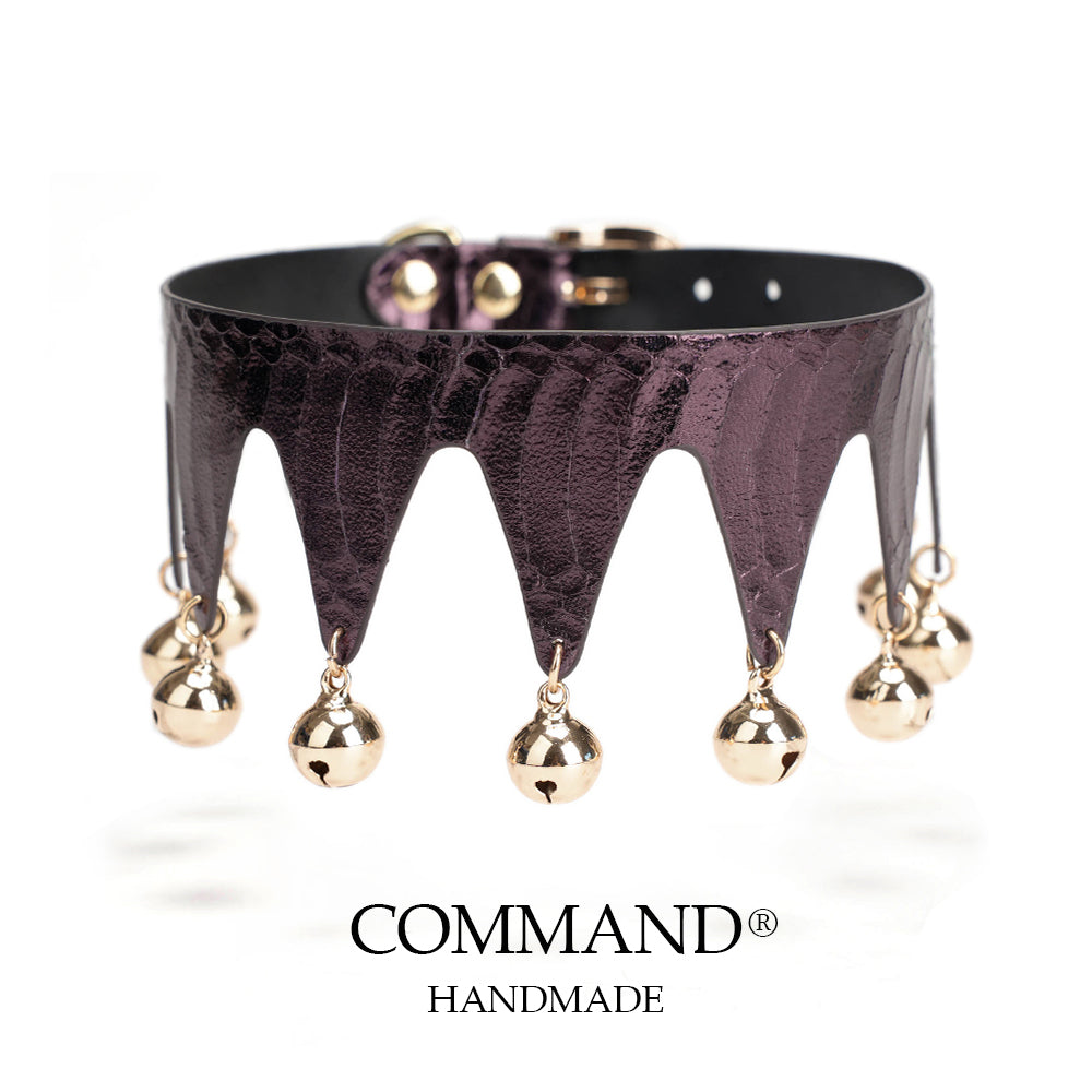 Jester’s Shatter Triangle Choker with Bell — Snakeskin