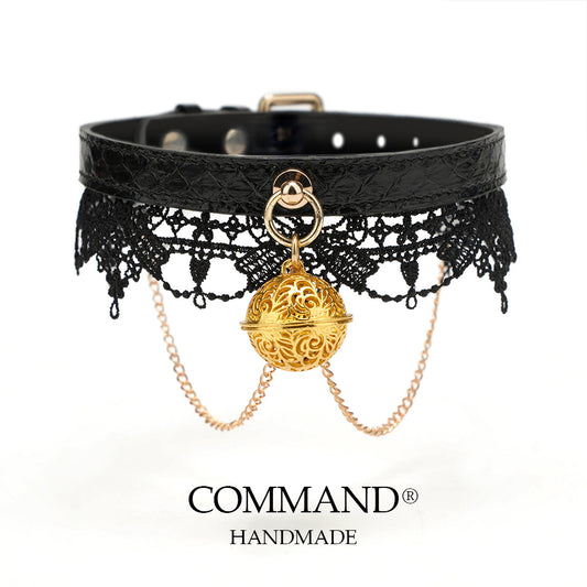 Clotho Black Lace Choker with Double Chain — Snakeskin