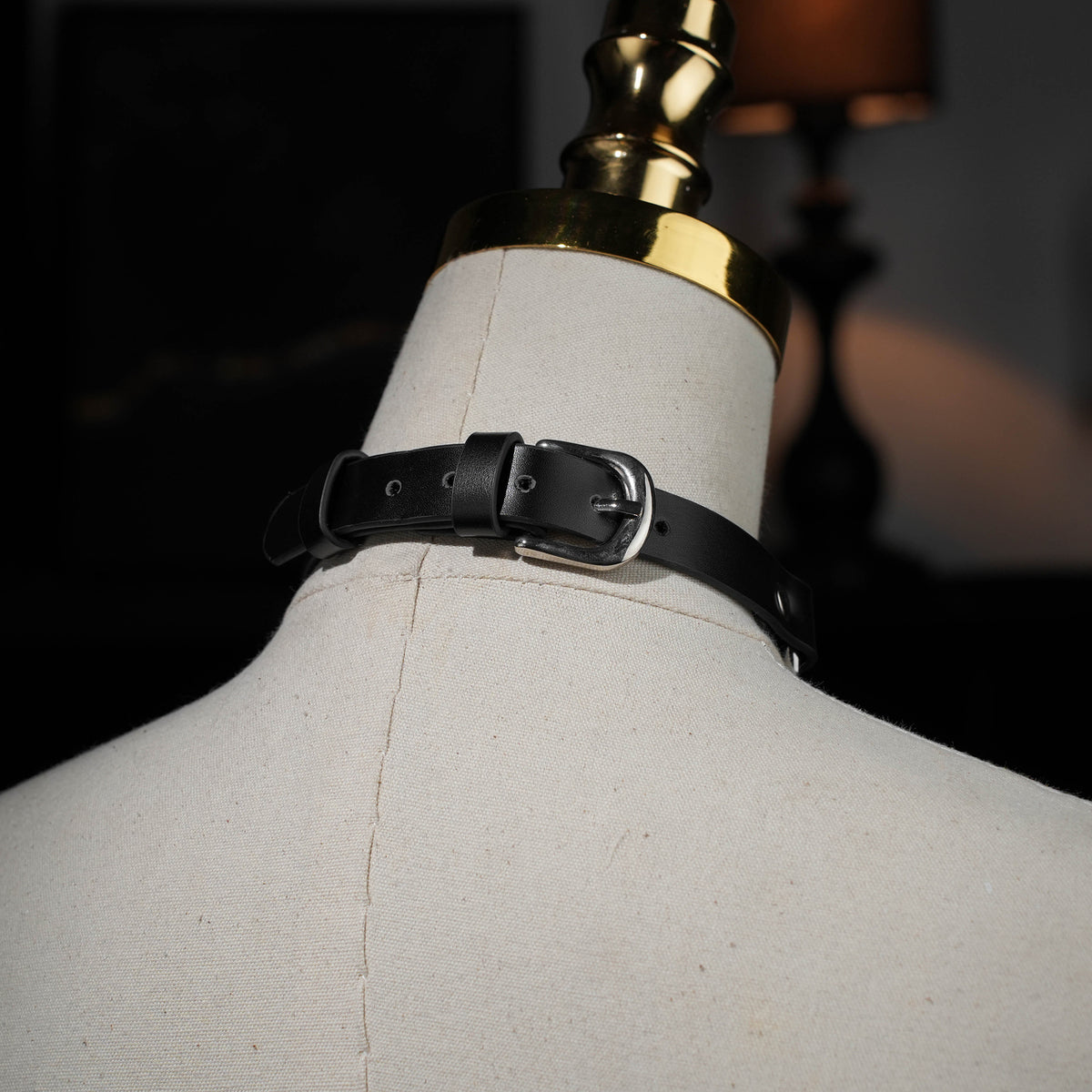 Saviitr Black Stud Choker With Heart Lock