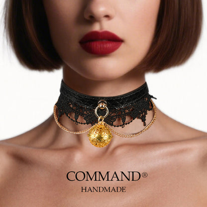 Clotho Black Lace Choker with Double Chain — Snakeskin