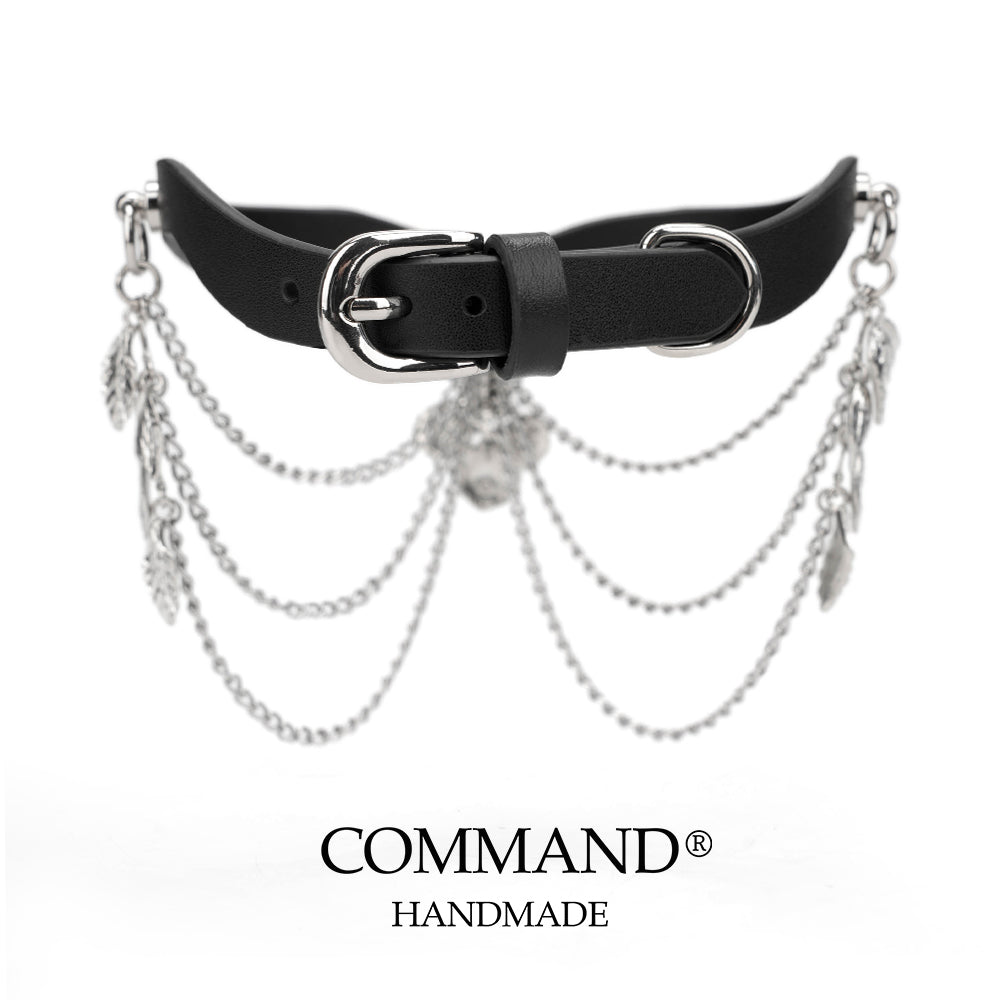 Silver Bloom Double Chain Choker with Flower Magnolia Charm