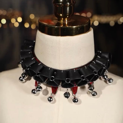 Jesterlet Mini Ruffle Triangle Choker with Bell