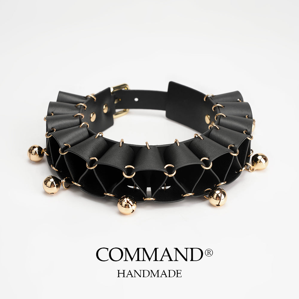 Jester Artisanal Layered Bell Ruffled Choker — Cowhide