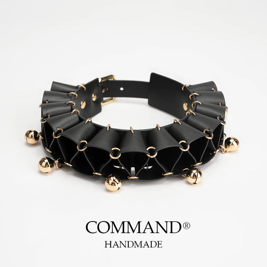 Jester Artisanal Layered Bell Ruffled Choker — Cowhide
